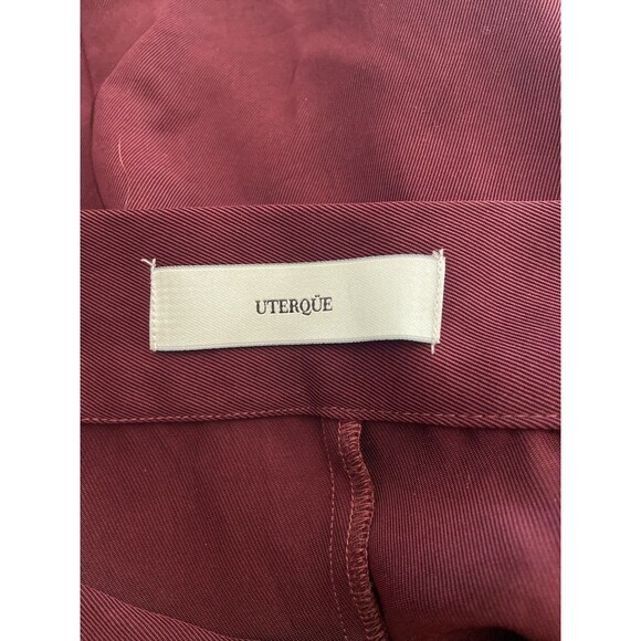 Uterqüe Burgundy A-Line Midi Skirt Gold Buttons High Waist Sz M 28 Vintage Style - Picture 7 of 9